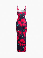 Poppy Floral Bodycon Long Dress