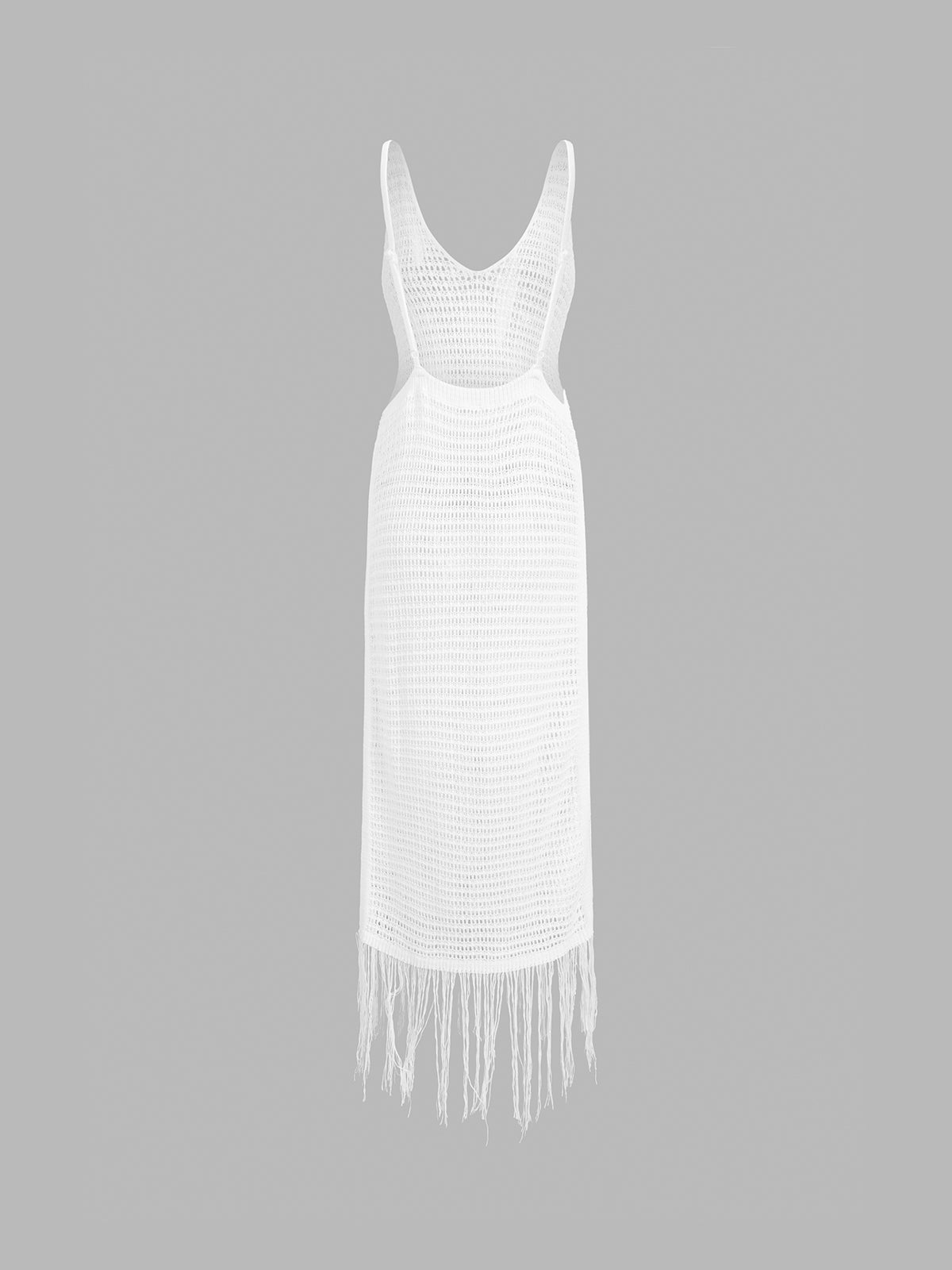 Fringed Crochet Open Back Cover Up Long Dress