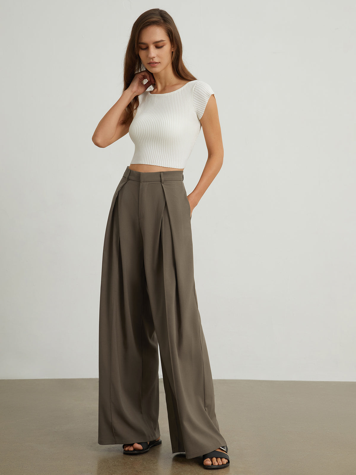 Cap Sleeve Open Back Rib Crop Top