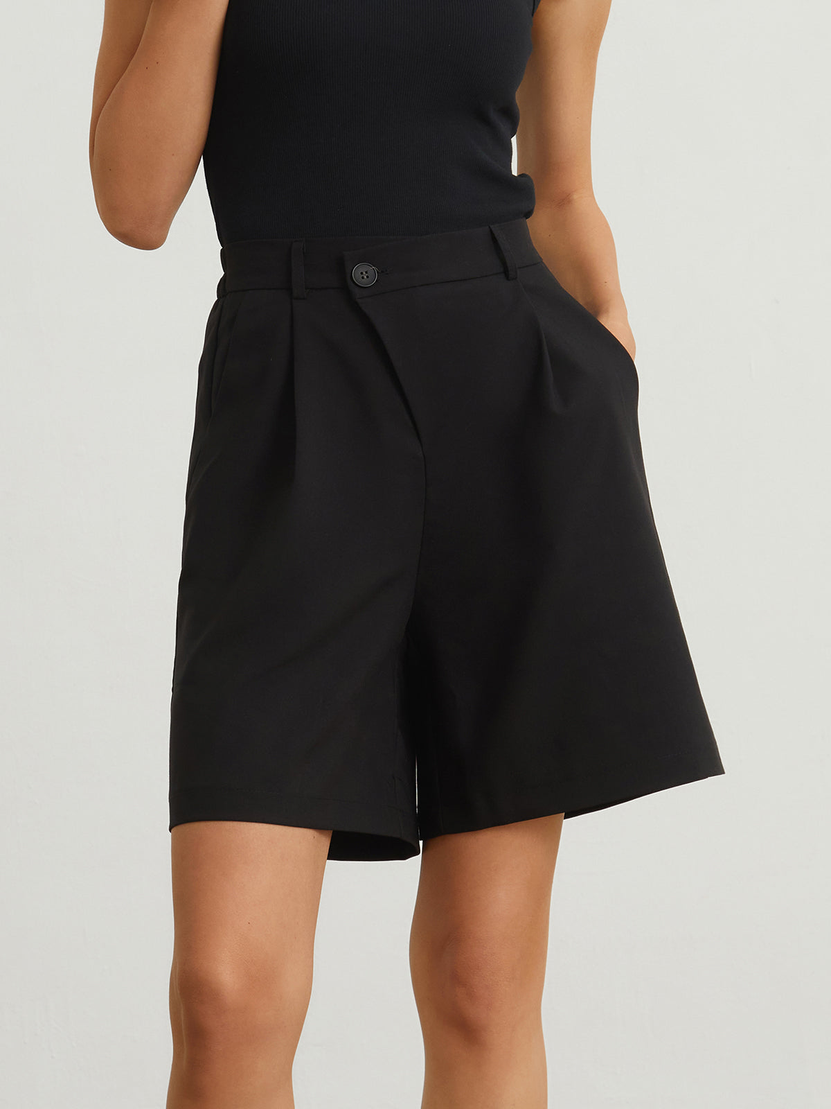 Asymmetrical Button Shorts