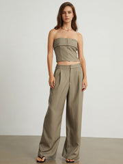 Carpe Diem Pleat Pinstripe Wide Leg Pants