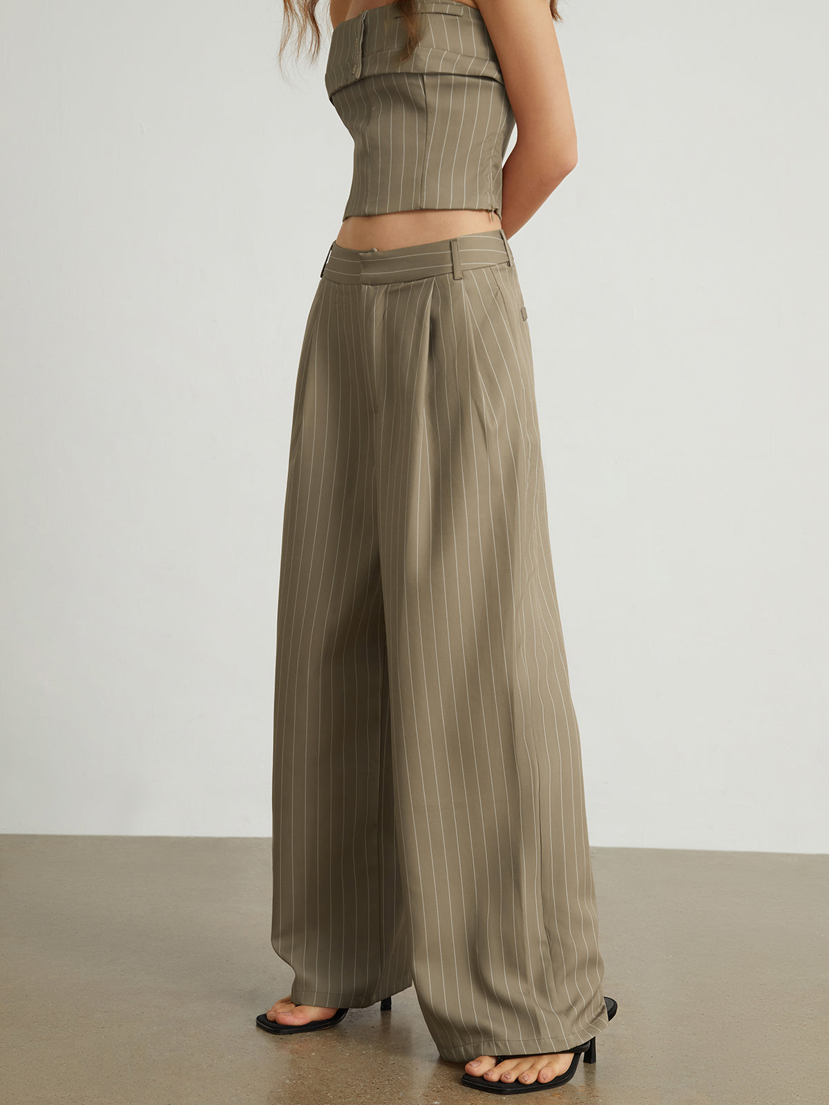 Carpe Diem Pleat Pinstripe Wide Leg Pants