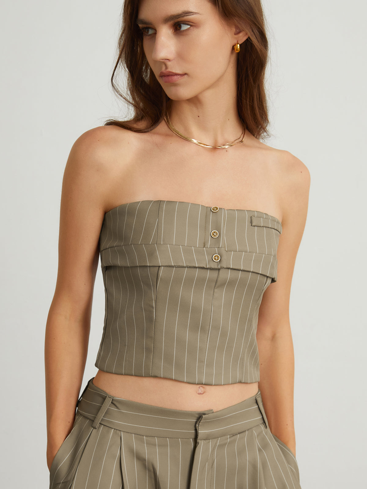 Carpe Diem Pinstripe Crop Tube Top