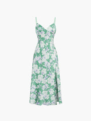 Lyon Garden Floral Satin Midi Sundress