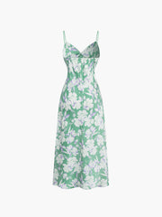 Lyon Garden Floral Satin Midi Sundress