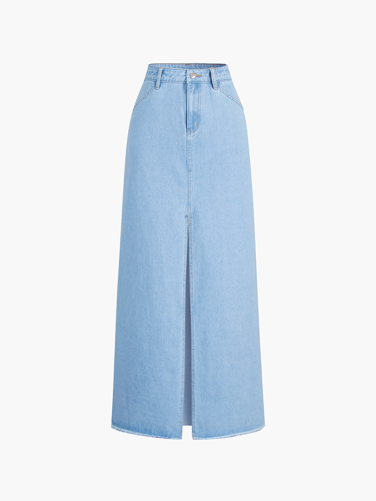 Light Blue Denim Maxi Skirt