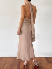 Love Letter Open Back Satin Long Dress