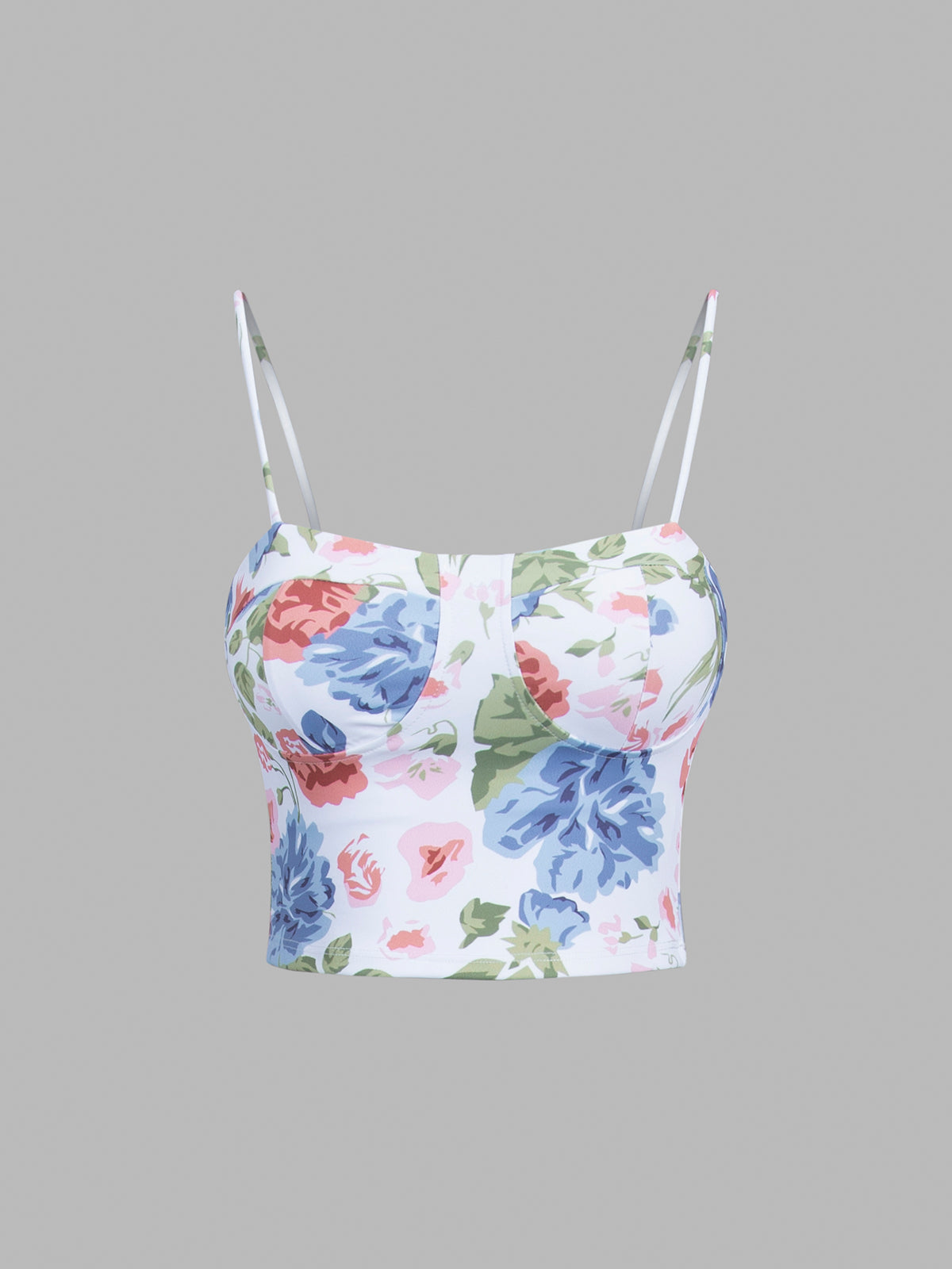 Padded Floral Crop Cami Top