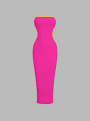 Waist Cutout Rib Tube Long Dress