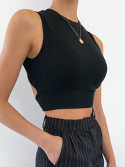 Tied Back Cutout Crop Tank Top