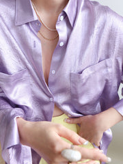 Oversized Satin Button Down Shirt