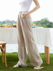 Cotton Pleat Wide Leg Pants