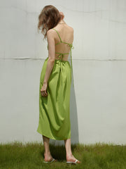 Summer Greens Open Back Tied Long Dress