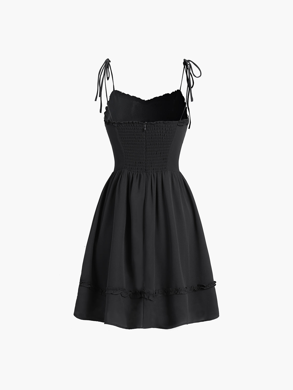 Tie Strap Lettuce Trim Short Dress