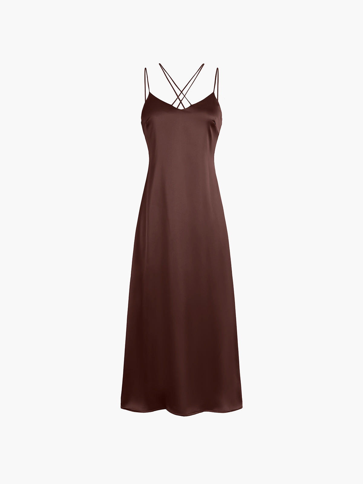 Cocoa Beans Satin Tied Midi Dress