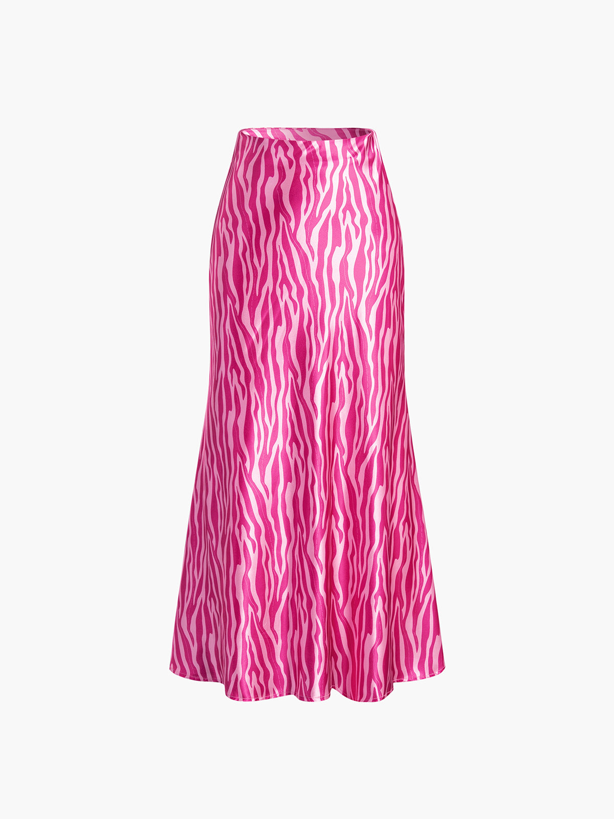 Pink Zebra Print Satin Skirt