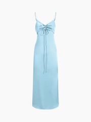 Sea Breeze Satin Zippered Long Dress