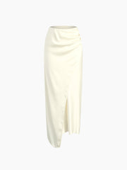 Ivory Glow Satin Skirt