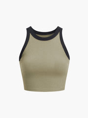 Contrast Trim Crop Tank Top