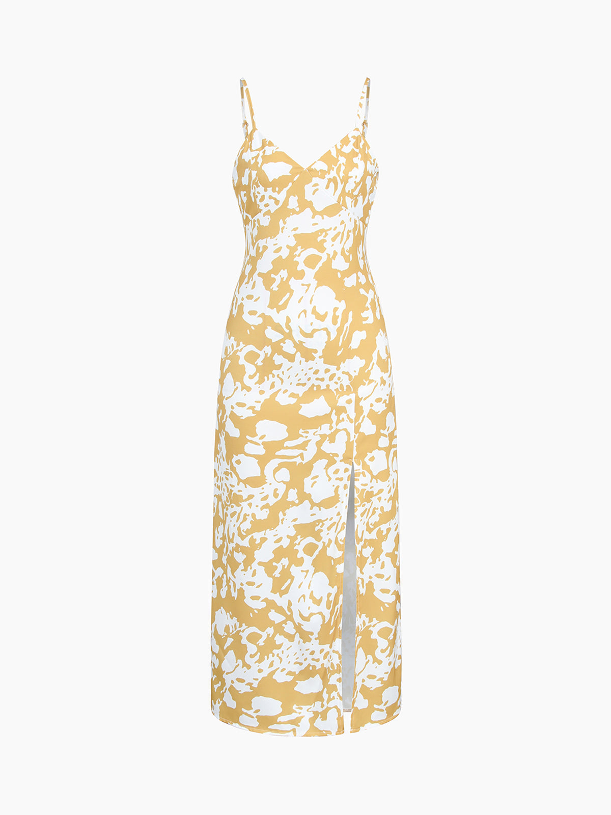 Yellow Zebra Print Zippered Midi Dress