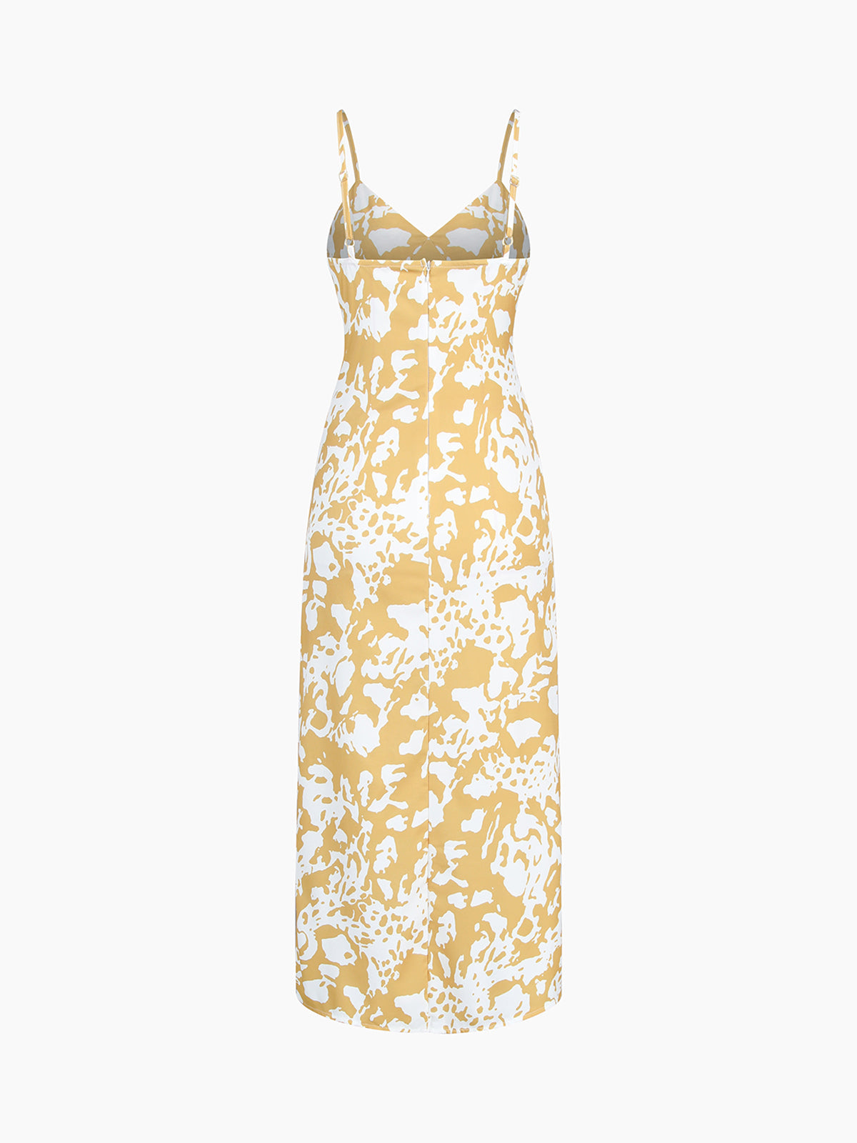 Yellow Zebra Print Zippered Midi Dress