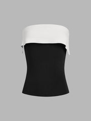 Two Tone Fold Over Tube Top