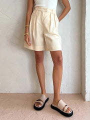 Miminalist Cotton Linen Two Piece Shorts Set