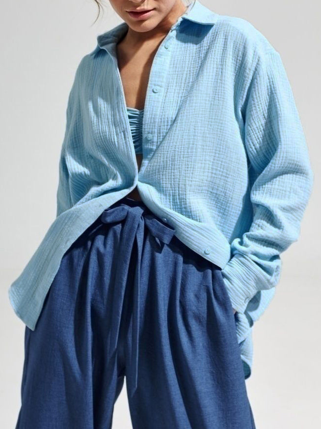 Oversized Cotton Plisse Shirt