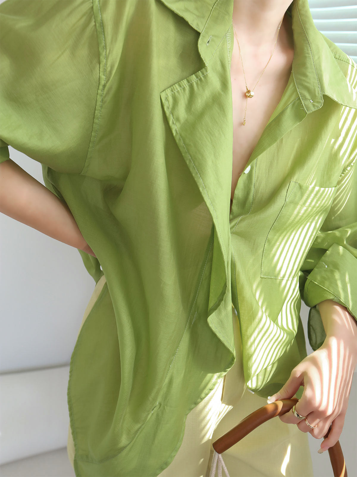 Oversized Summer Greens Cover Up Shirt