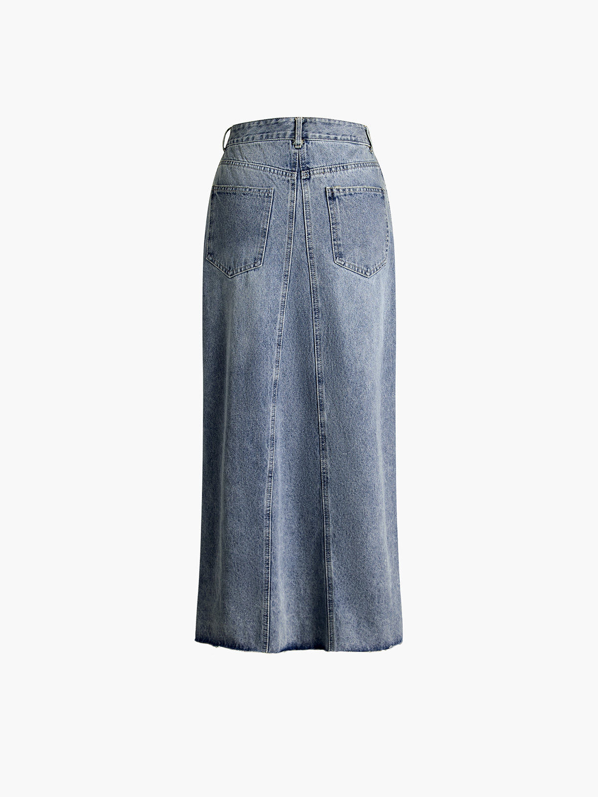 Oblique Button Denim Maxi Skirt