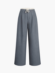 Drawstring Pockets Smart Wide Leg Pants