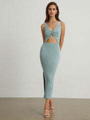 Twist Cutout Rib Long Dress