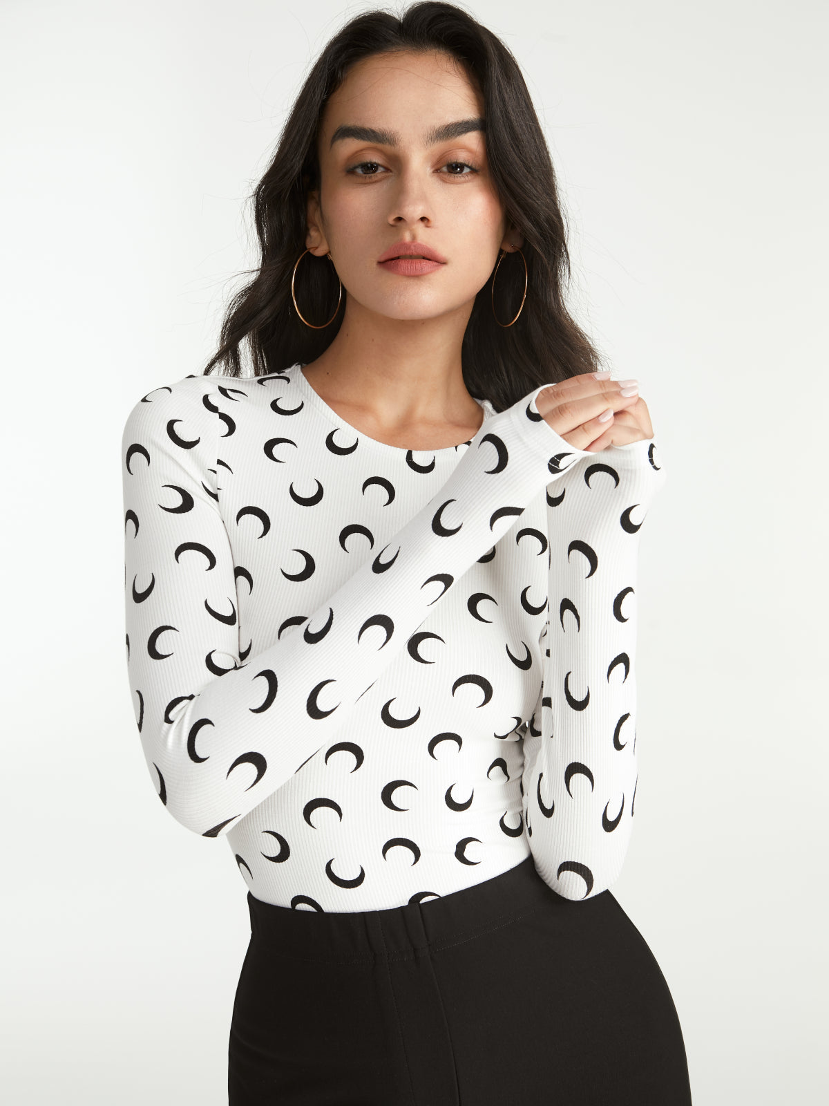 Crescent Moon Long Sleeve Stretch Top