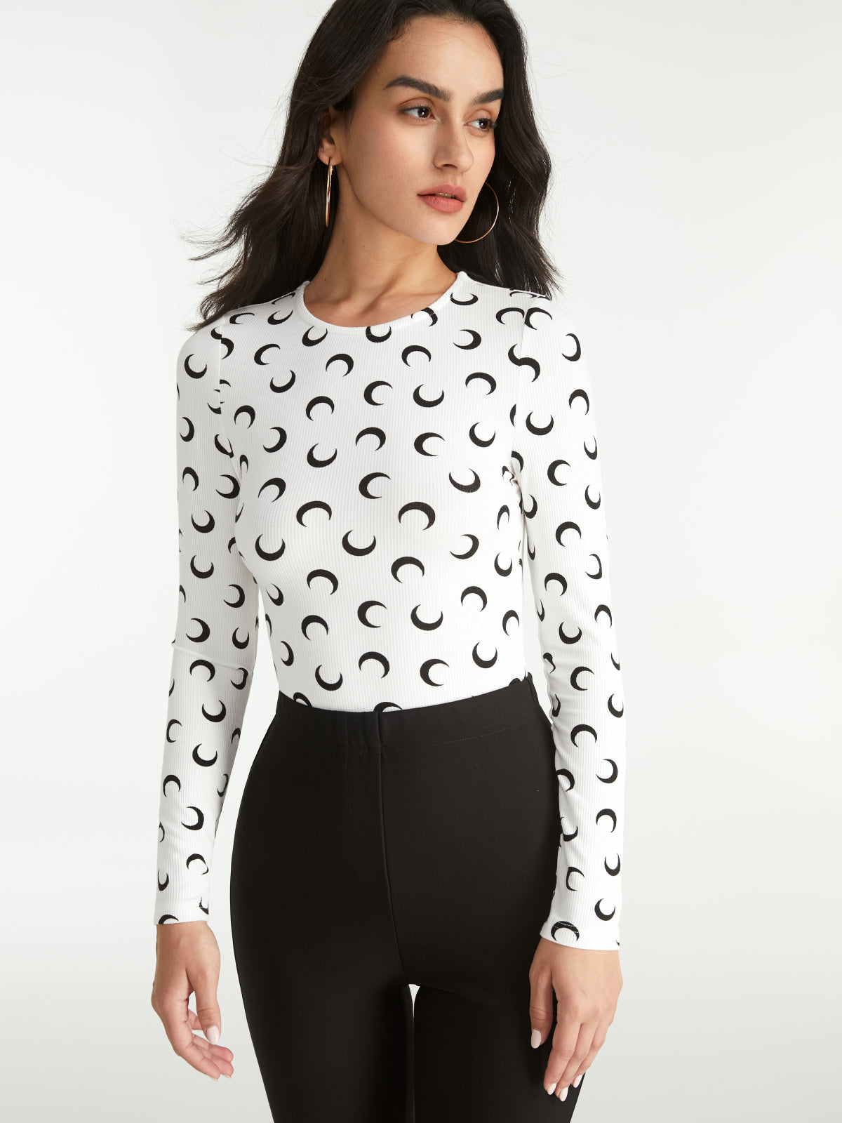 Crescent Moon Long Sleeve Stretch Top