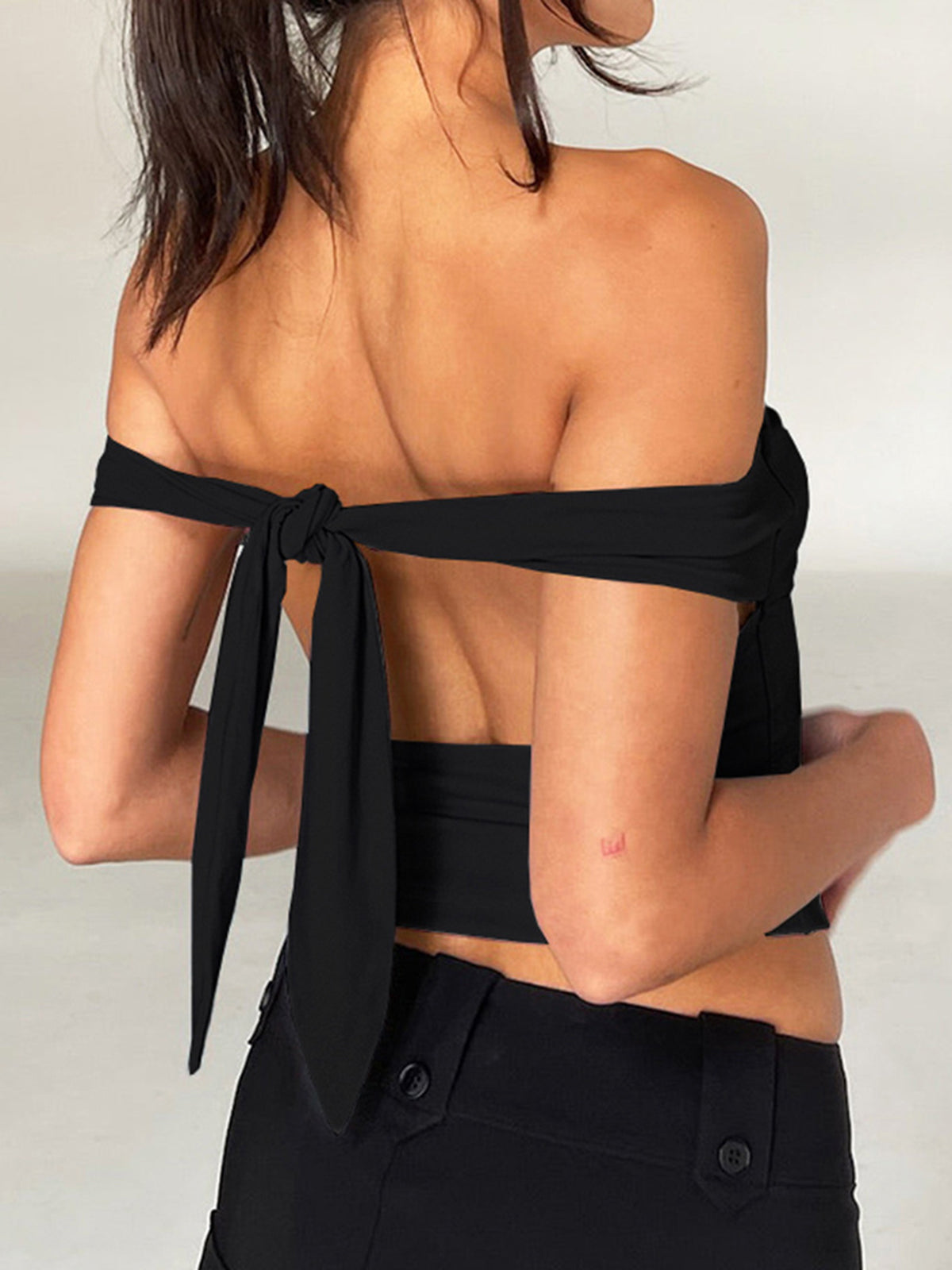 Sweetheart Open Back Tied Crop Top