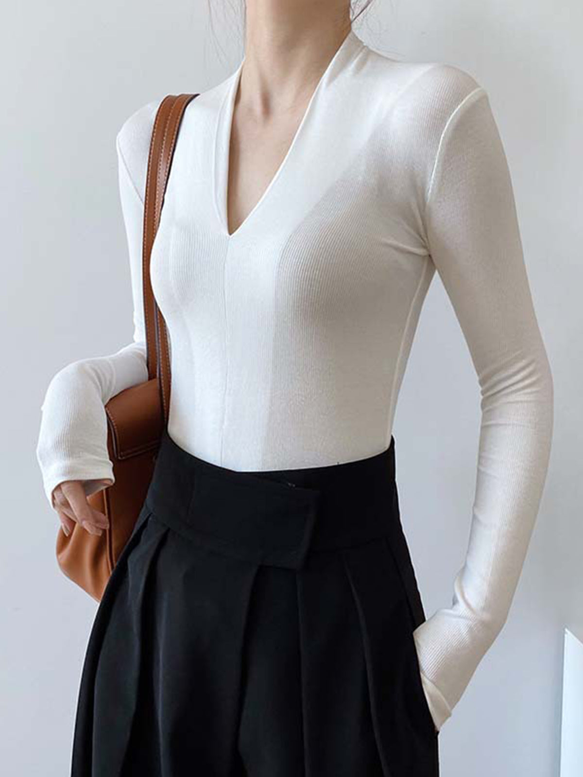 Solid Long Sleeve Knit Top