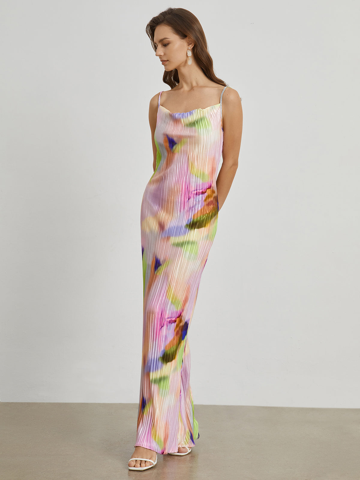 Tie Dye Pleat Long Dress