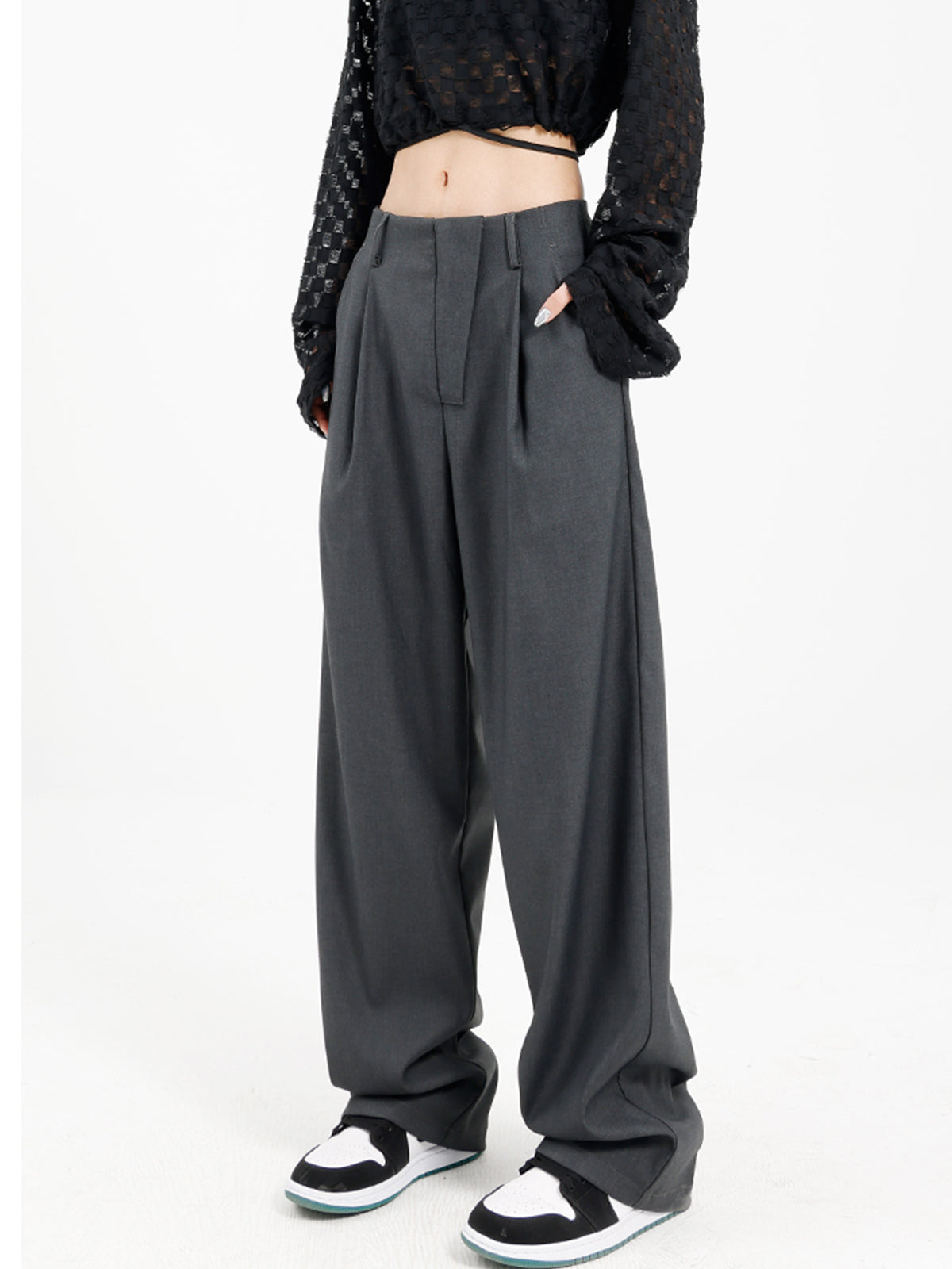 Wide Leg Pleated Draped Pants