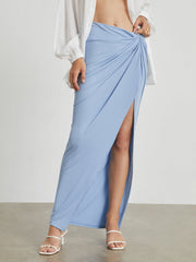 Wrap Rib Ruched Maxi Skirt