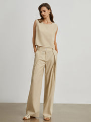 Minimalist Cotton Linen Two Piece Pants Set