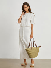 Paros Cotton Linen Two Piece Skirt Set