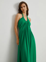 Tied Halter Open Back Long Dress