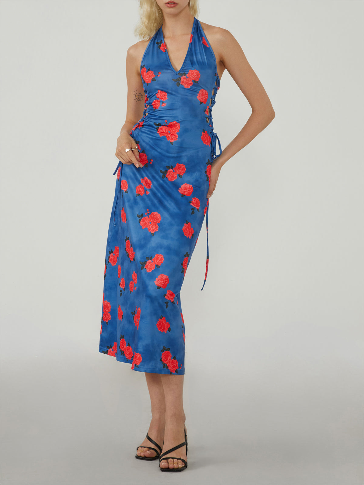 Roses In River Halter Midi Dress