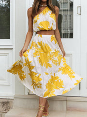 Plumeria Floral Two Piece Skirt Set