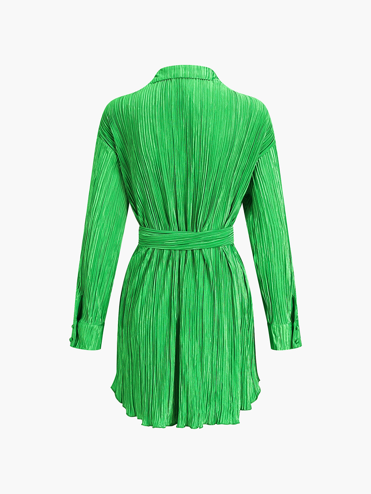 Pleat Tied Short Shirt Dress