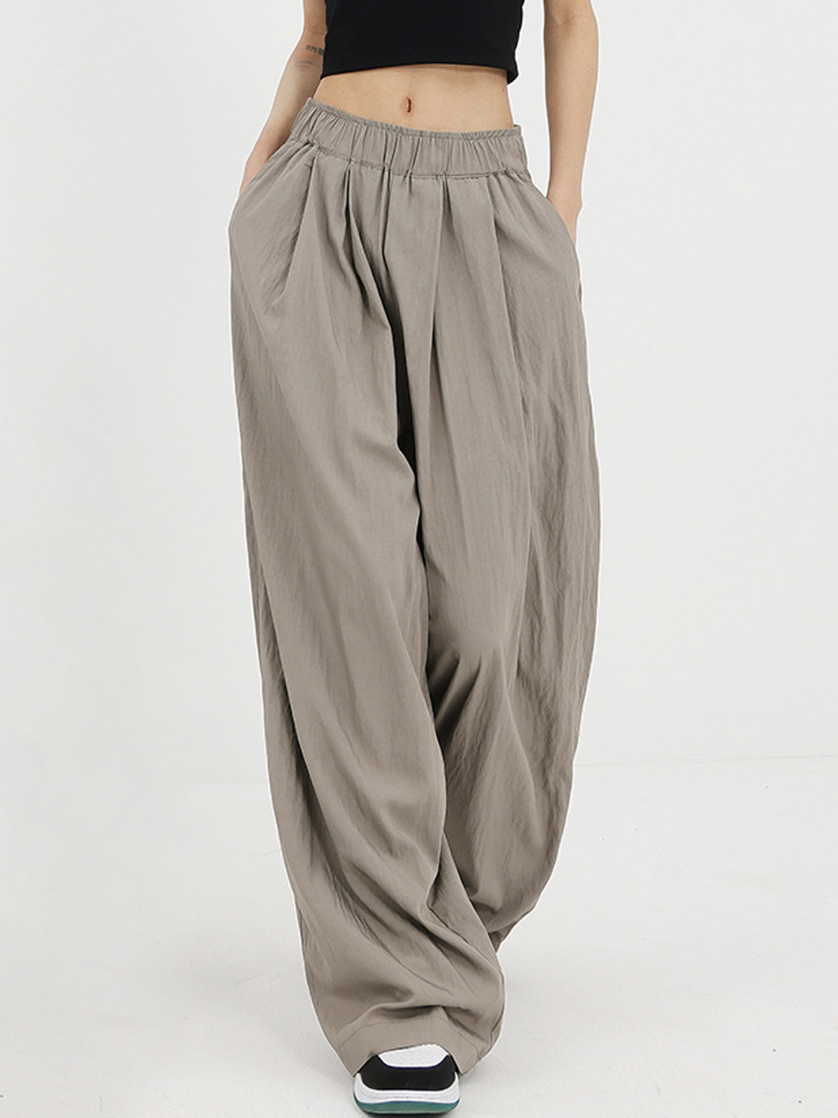 Elastic Waistband Oversized Wide Leg Pants