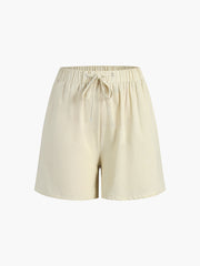 Utility Cotton Linen Drawstring Shorts