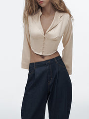 Satin Crop Corset Shirt