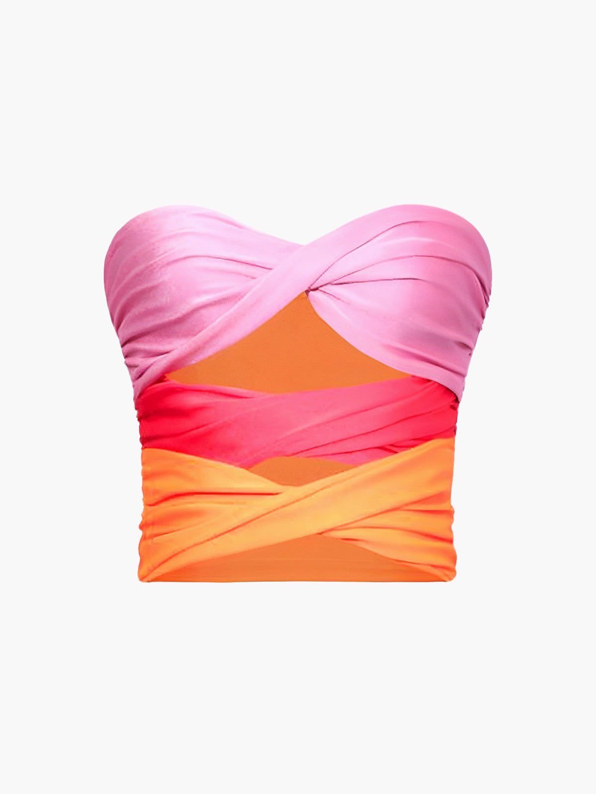 Three Tone Twist Cutout Tube Crop Top