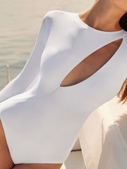 Long Sleeve Cutout One Piece Swimsuit